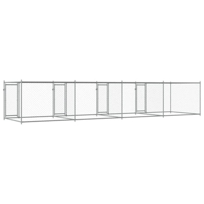 Dog Cage with Doors Gray 26.2'x6.6'x4.9'Galvanized Steel
