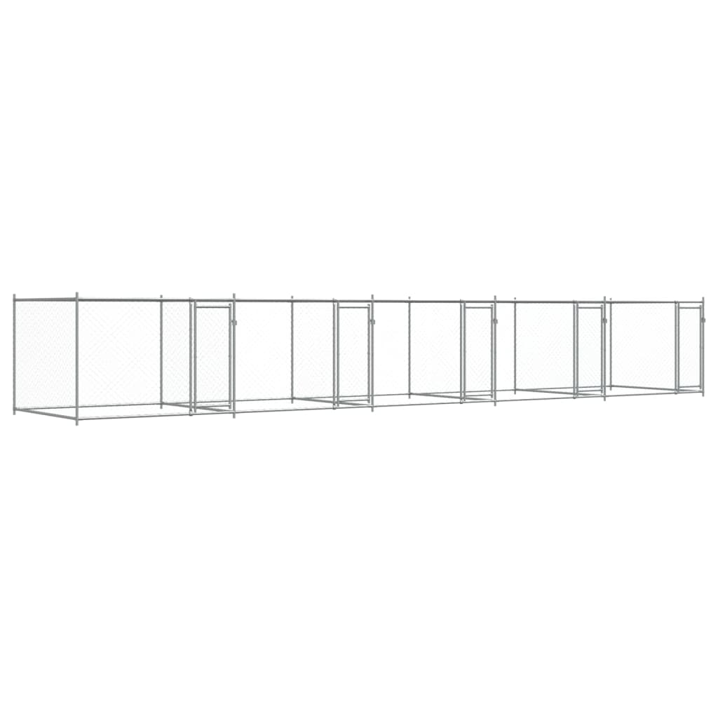 Dog Cage with Doors Gray 32.8'x6.6'x4.9'Galvanized Steel