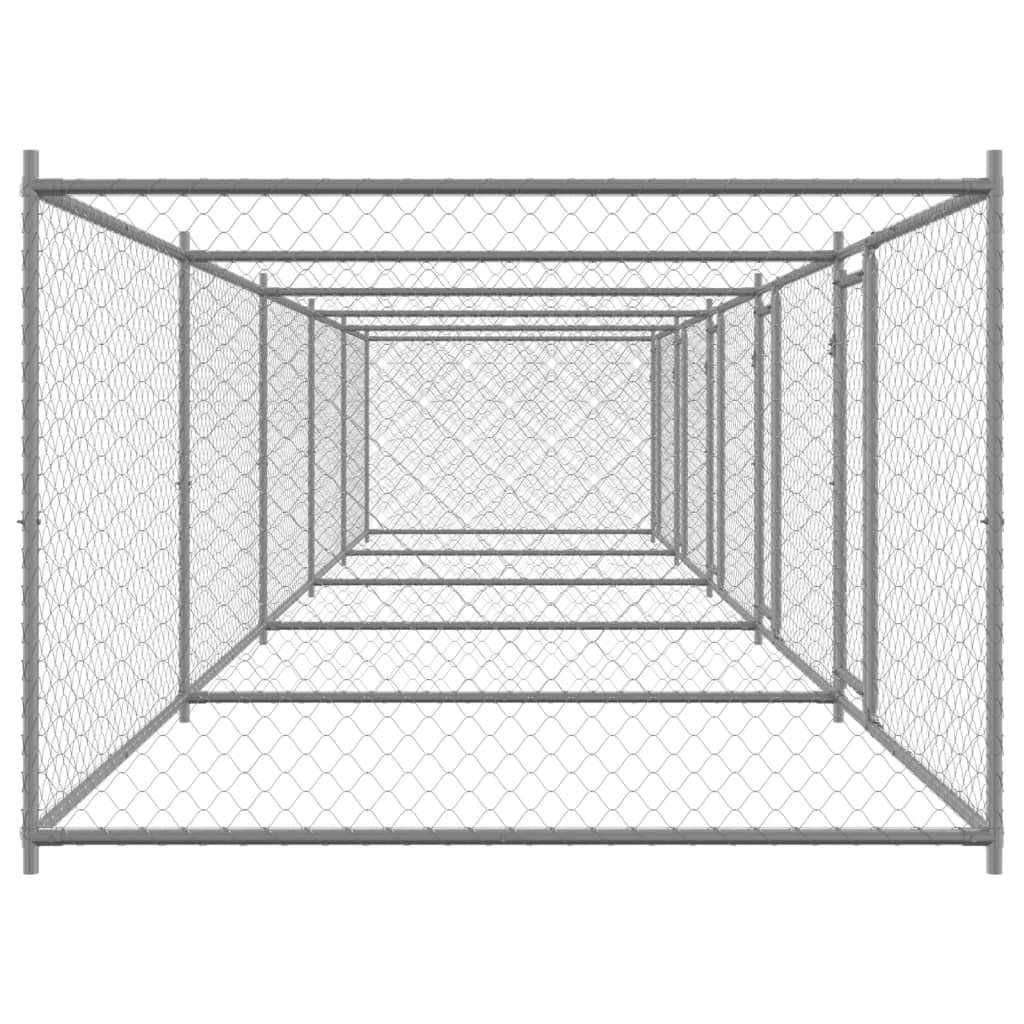 Dog Cage with Doors Gray 32.8'x6.6'x4.9'Galvanized Steel