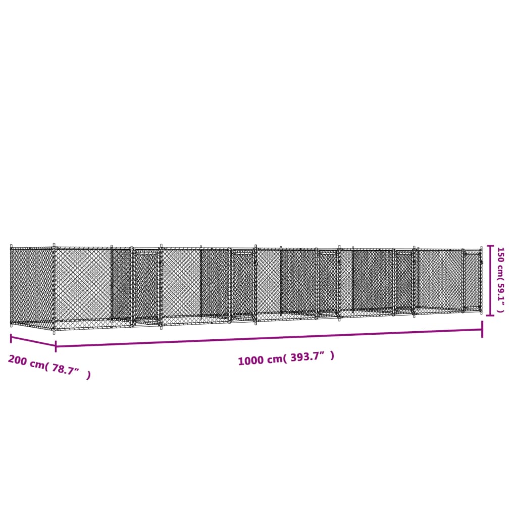 Dog Cage with Doors Gray 32.8'x6.6'x4.9'Galvanized Steel