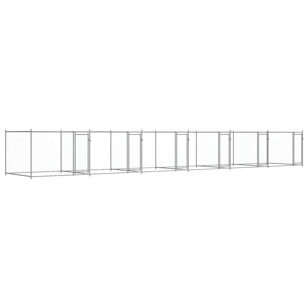 Dog Cage with Doors Gray 39.4'x6.6'x4.9'Galvanized Steel