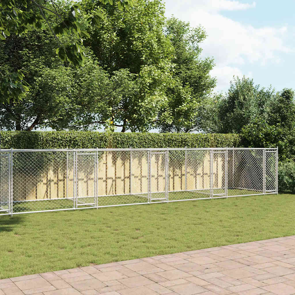 Dog Cage with Doors Gray 39.4'x6.6'x4.9'Galvanized Steel