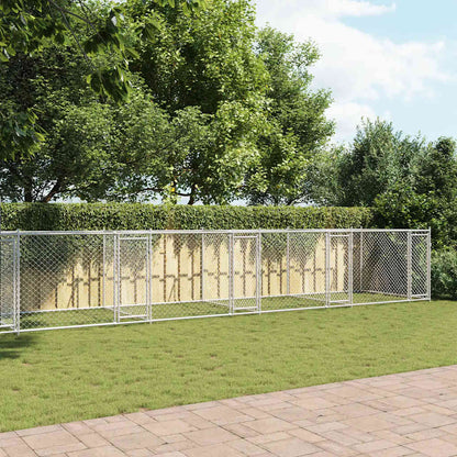 Dog Cage with Doors Gray 39.4'x6.6'x4.9'Galvanized Steel