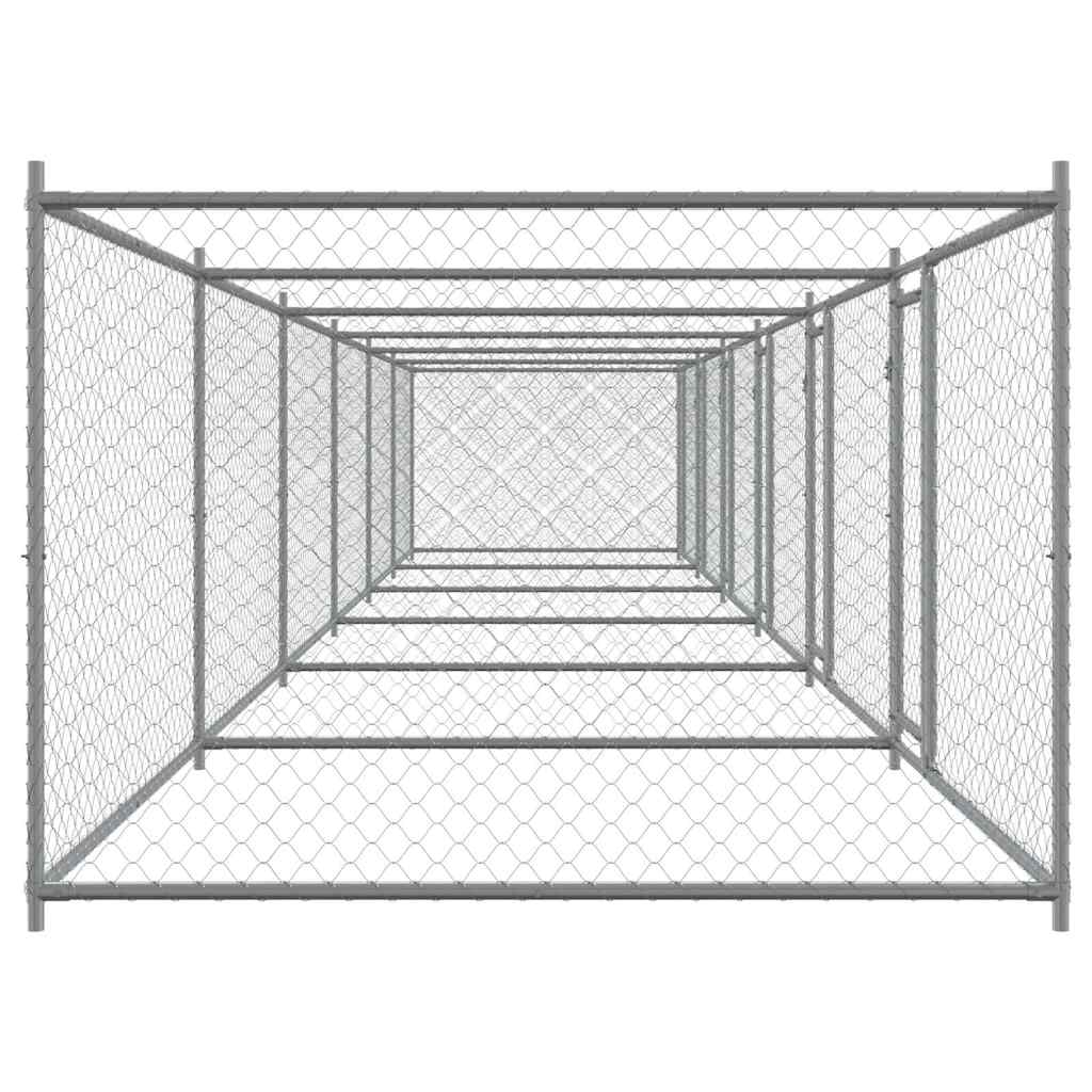 Dog Cage with Doors Gray 39.4'x6.6'x4.9'Galvanized Steel