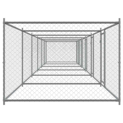 Dog Cage with Doors Gray 39.4'x6.6'x4.9'Galvanized Steel