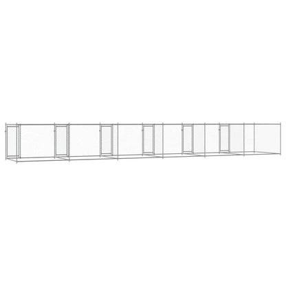 Dog Cage with Doors Gray 39.4'x6.6'x4.9'Galvanized Steel