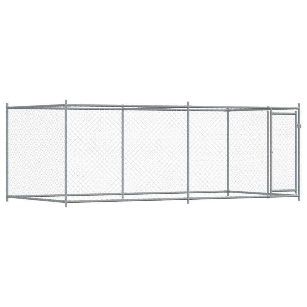 Dog Cage with Door Gray 13.1'x6.6'x4.9'Galvanized Steel