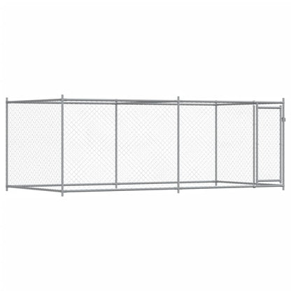 Dog Cage with Door Gray 13.1'x6.6'x4.9'Galvanized Steel