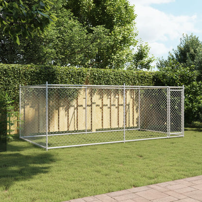 Dog Cage with Door Gray 13.1'x6.6'x4.9'Galvanized Steel
