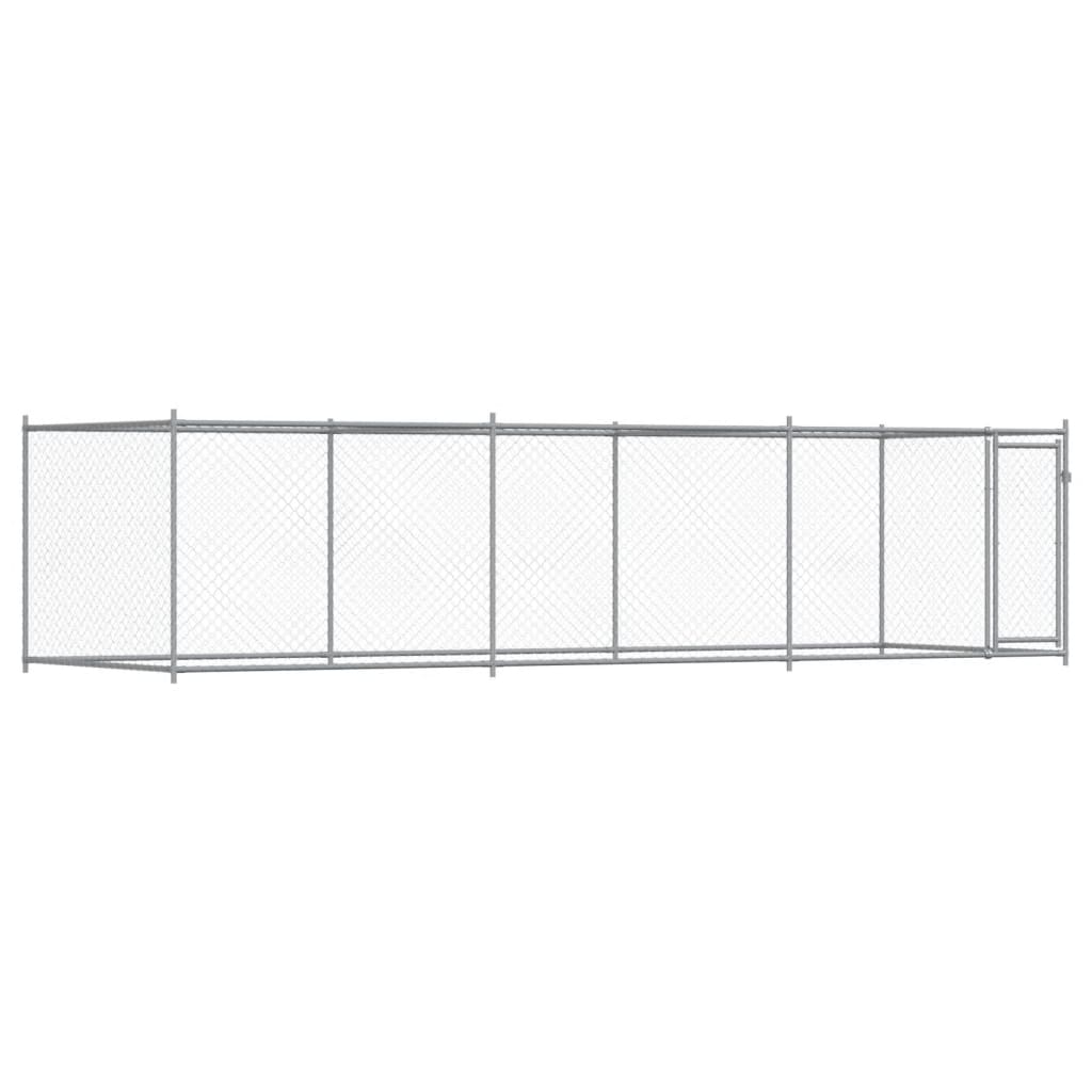 Dog Cage with Door Gray 19.7'x6.6'x4.9'Galvanized Steel