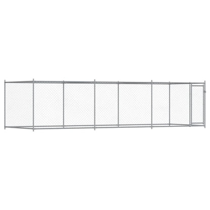 Dog Cage with Door Gray 19.7'x6.6'x4.9'Galvanized Steel