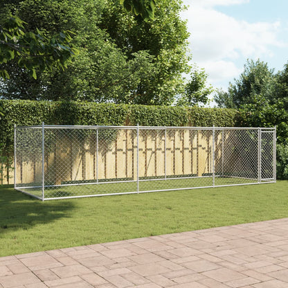 Dog Cage with Door Gray 19.7'x6.6'x4.9'Galvanized Steel