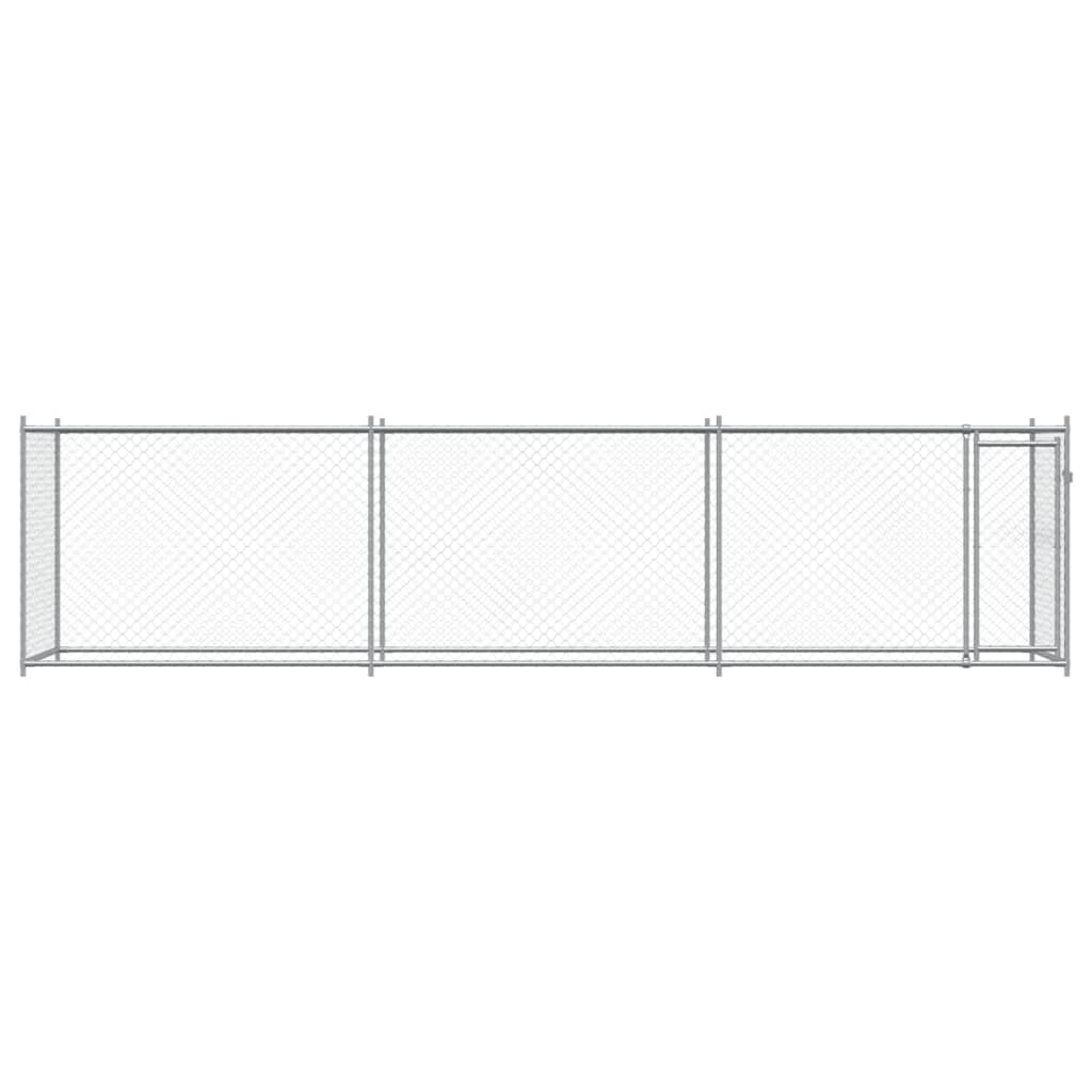 Dog Cage with Door Gray 19.7'x6.6'x4.9'Galvanized Steel