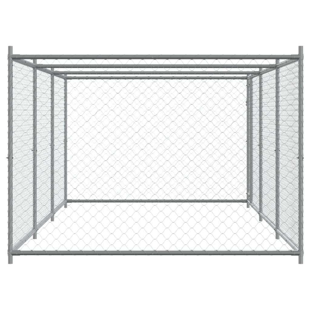 Dog Cage with Door Gray 19.7'x6.6'x4.9'Galvanized Steel