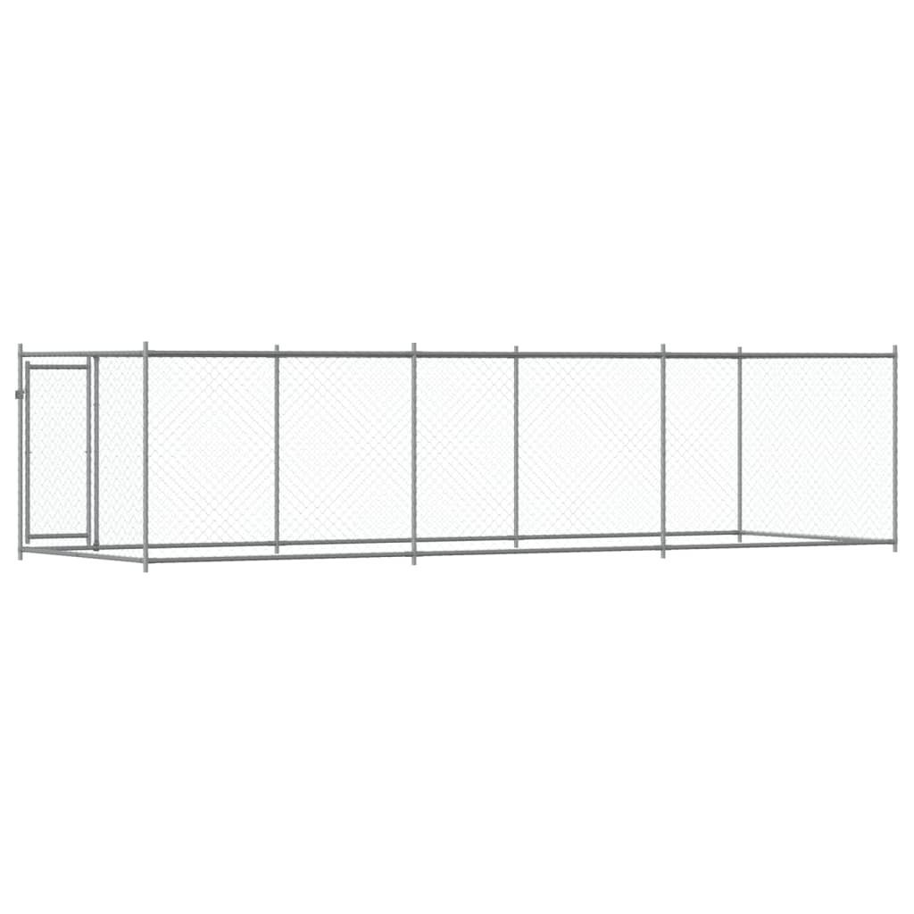 Dog Cage with Door Gray 19.7'x6.6'x4.9'Galvanized Steel