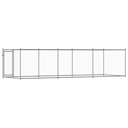 Dog Cage with Door Gray 19.7'x6.6'x4.9'Galvanized Steel