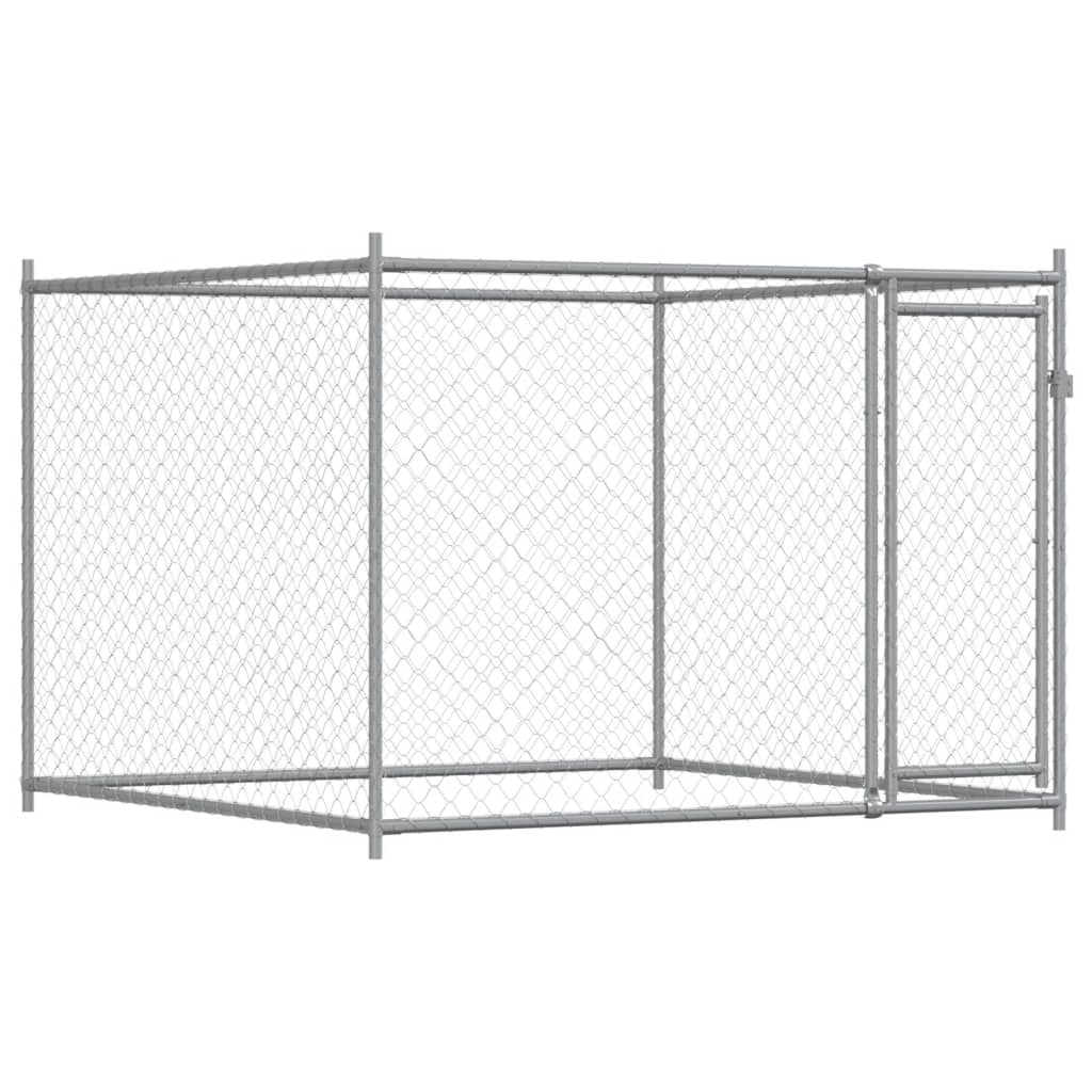 Dog Cage with Door Gray 19.7'x6.6'x4.9'Galvanized Steel