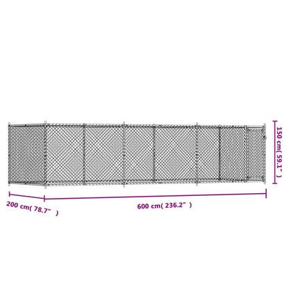 Dog Cage with Door Gray 19.7'x6.6'x4.9'Galvanized Steel