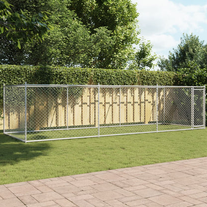 Dog Cage with Door Gray 19.7'x6.6'x4.9'Galvanized Steel