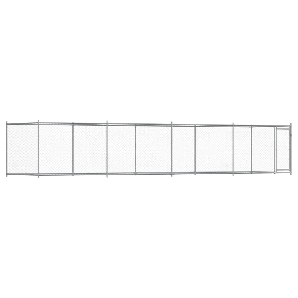 Dog Cage with Door Gray 26.2'x6.6'x4.9'Galvanized Steel