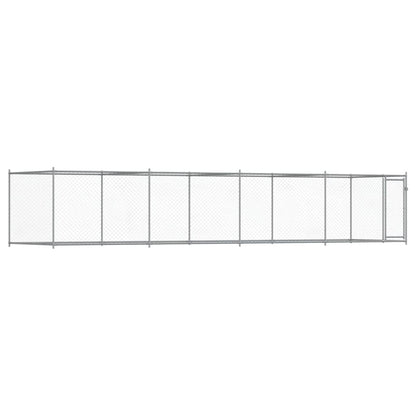 Dog Cage with Door Gray 26.2'x6.6'x4.9'Galvanized Steel