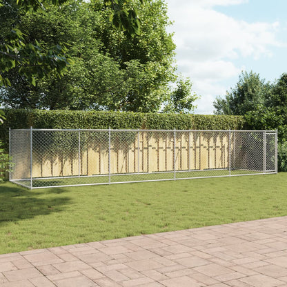 Dog Cage with Door Gray 26.2'x6.6'x4.9'Galvanized Steel