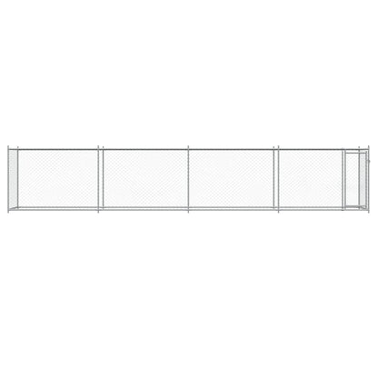 Dog Cage with Door Gray 26.2'x6.6'x4.9'Galvanized Steel