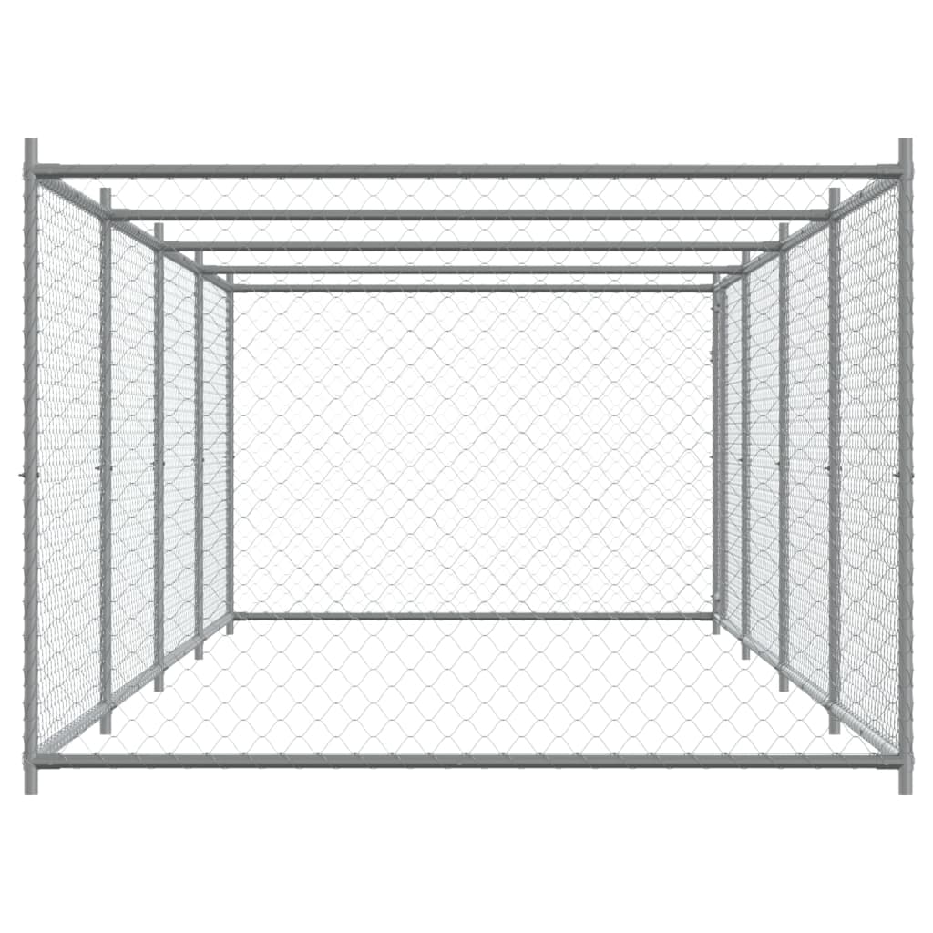 Dog Cage with Door Gray 26.2'x6.6'x4.9'Galvanized Steel