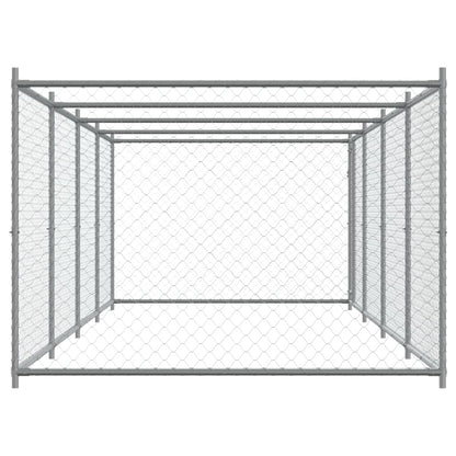 Dog Cage with Door Gray 26.2'x6.6'x4.9'Galvanized Steel