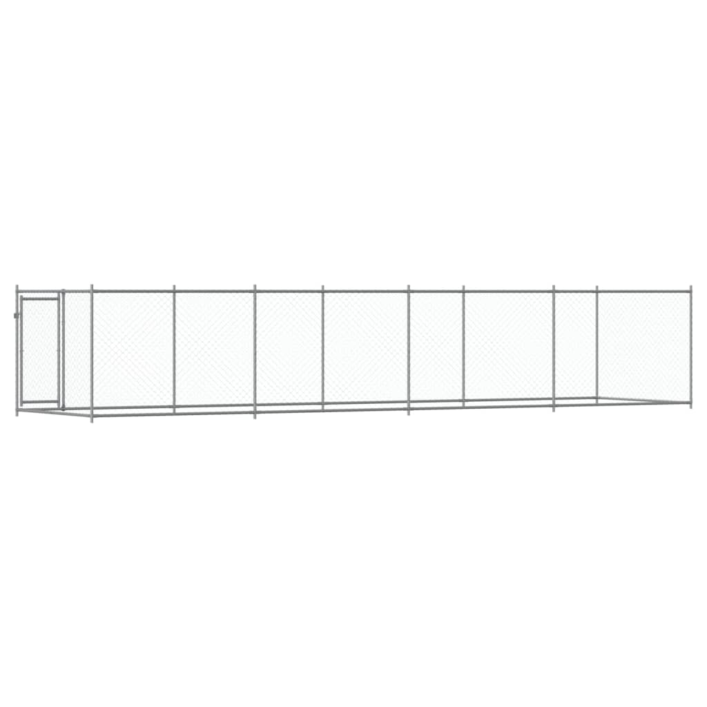 Dog Cage with Door Gray 26.2'x6.6'x4.9'Galvanized Steel