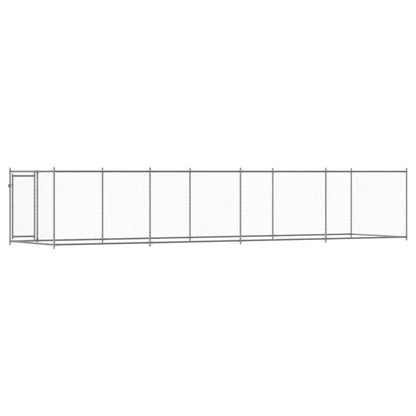 Dog Cage with Door Gray 26.2'x6.6'x4.9'Galvanized Steel