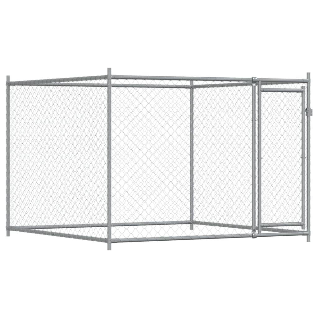 Dog Cage with Door Gray 26.2'x6.6'x4.9'Galvanized Steel