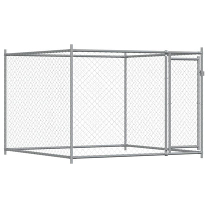 Dog Cage with Door Gray 26.2'x6.6'x4.9'Galvanized Steel