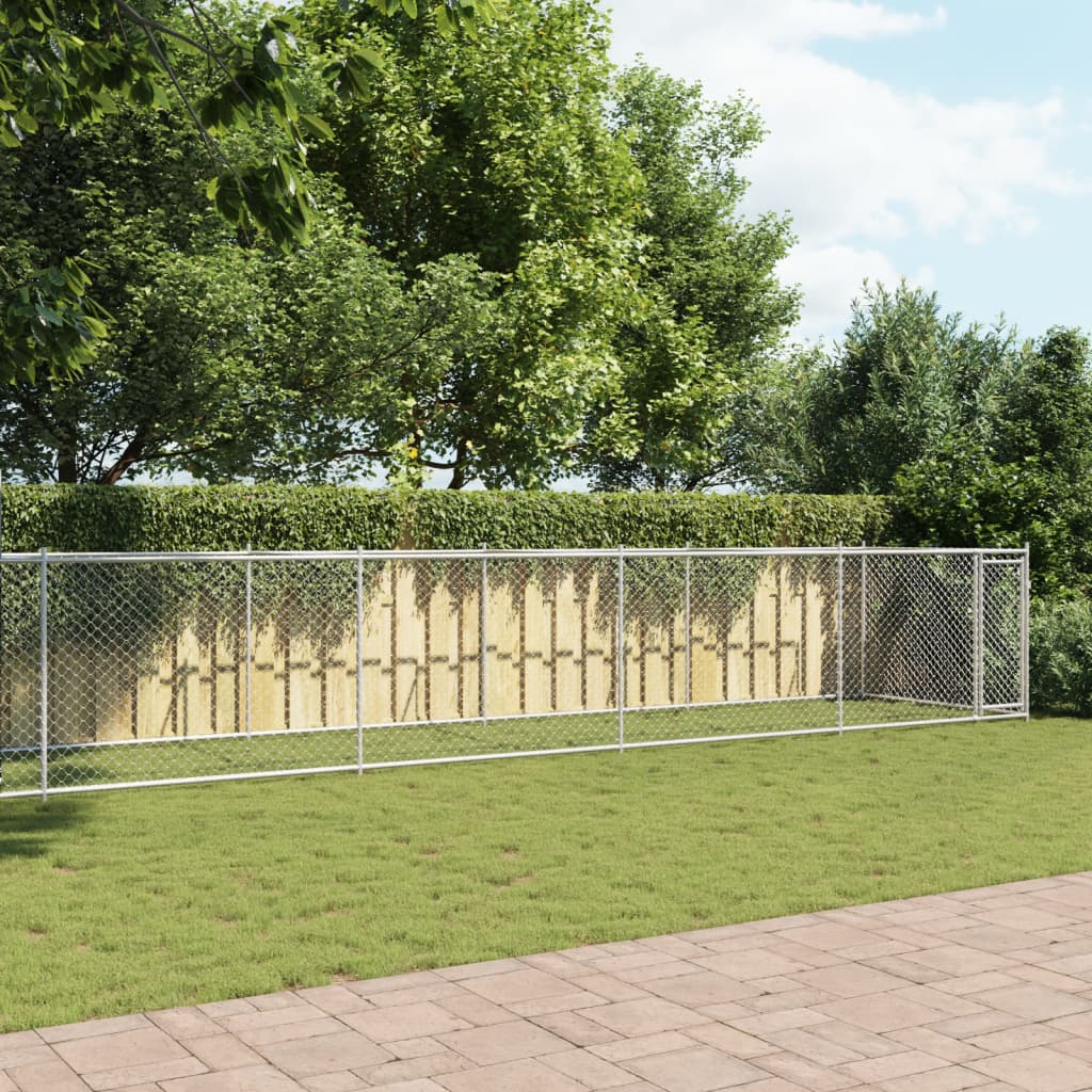 Dog Cage with Door Gray 32.8'x6.6'x4.9'Galvanized Steel