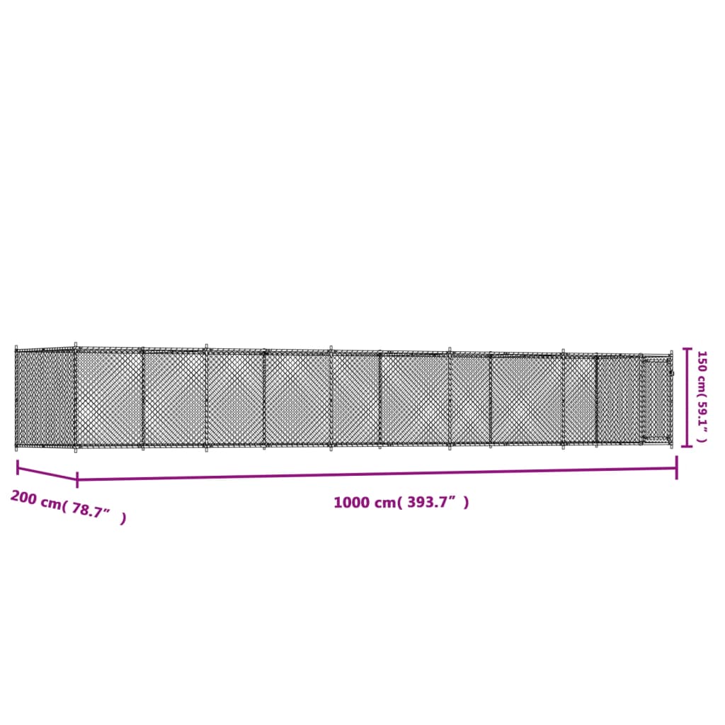 Dog Cage with Door Gray 32.8'x6.6'x4.9'Galvanized Steel