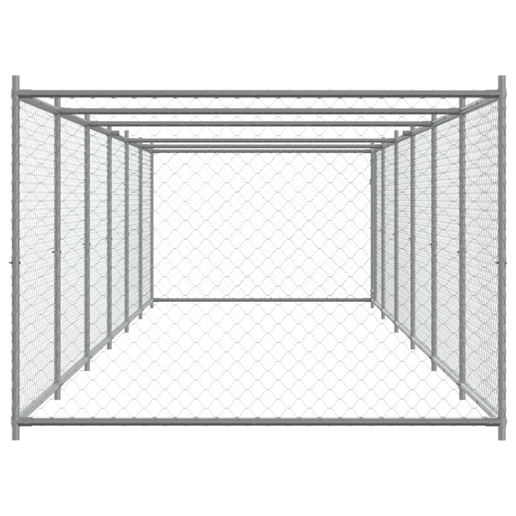 Dog Cage with Door Gray 39.4'x6.6'x4.9'Galvanized Steel