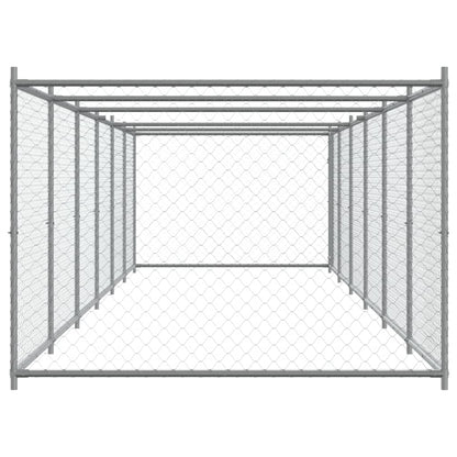 Dog Cage with Door Gray 39.4'x6.6'x4.9'Galvanized Steel