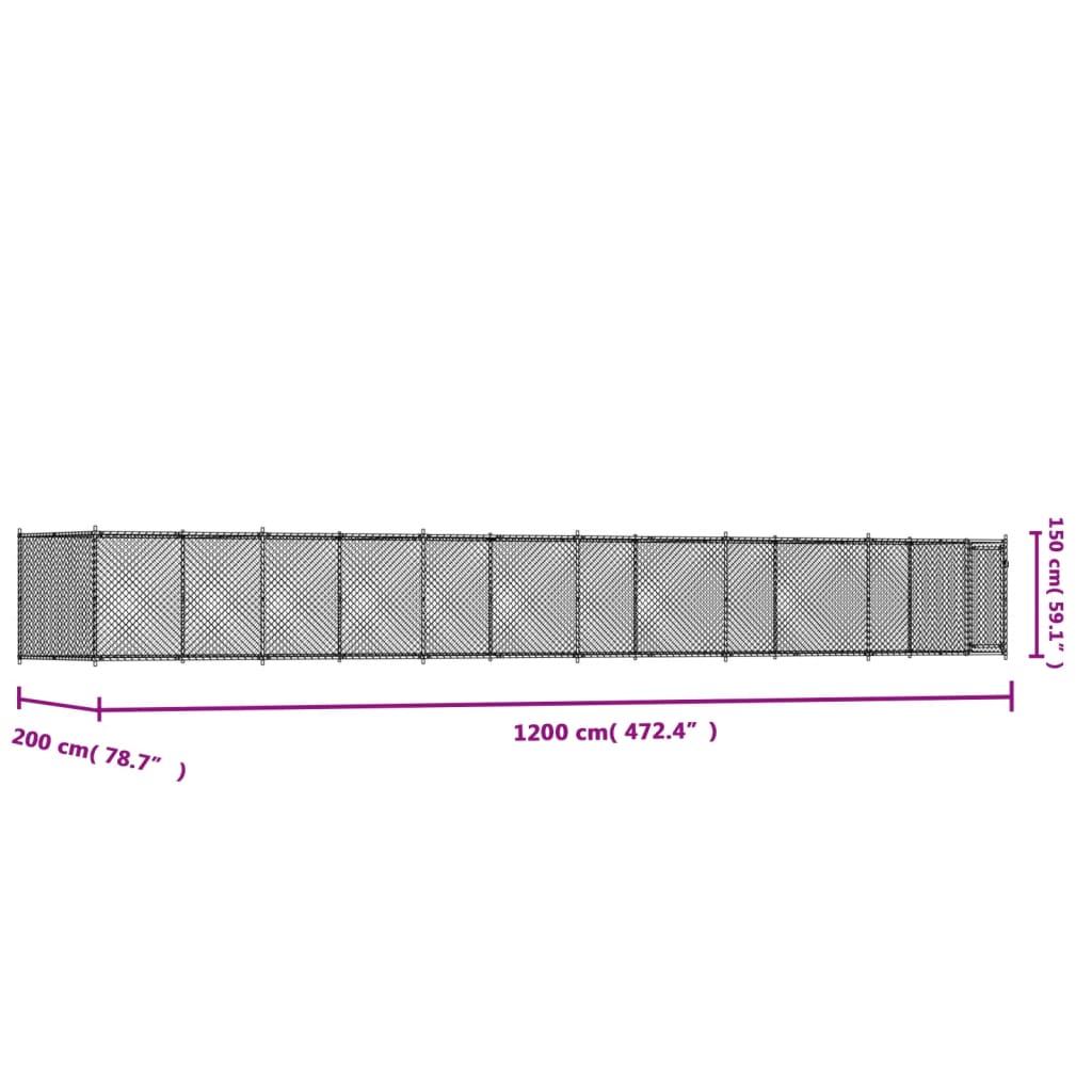 Dog Cage with Door Gray 39.4'x6.6'x4.9'Galvanized Steel