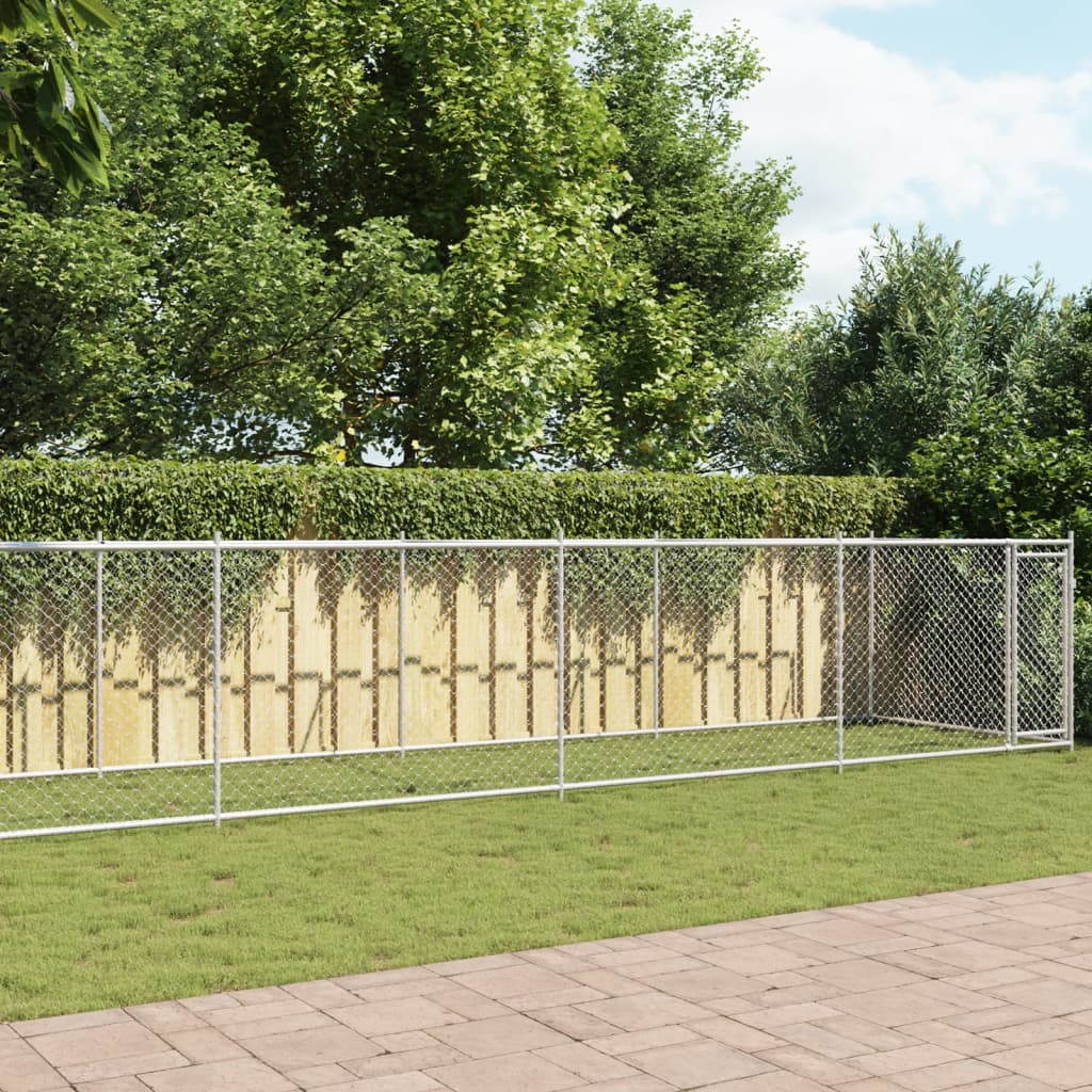 Dog Cage with Door Gray 39.4'x6.6'x4.9'Galvanized Steel