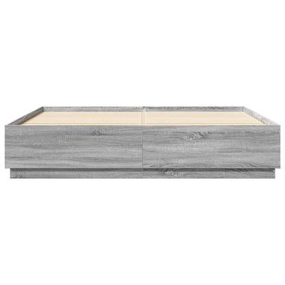 Bed Frame with LED without Mattress Grey Sonoma 180x200 cm Super King