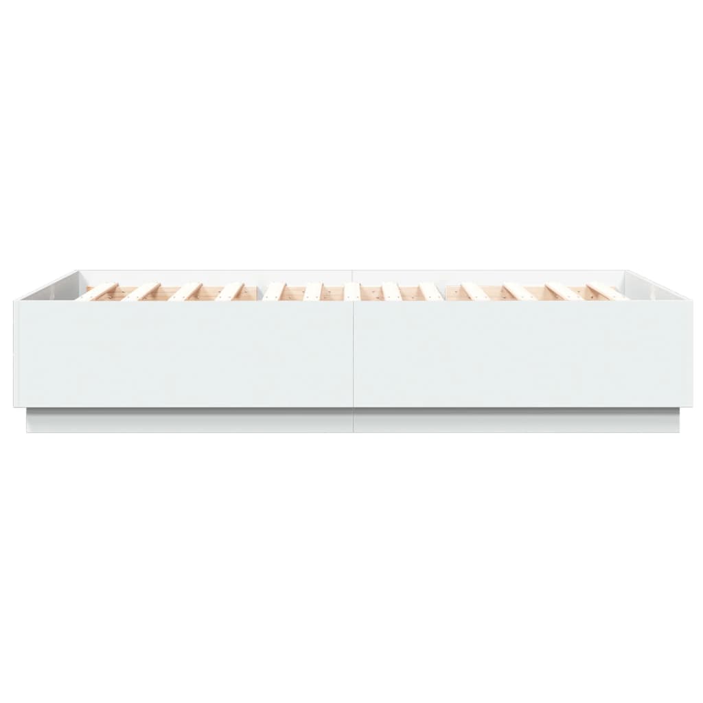 Bed Frame with LED without Mattress White 150x200 cm King Size