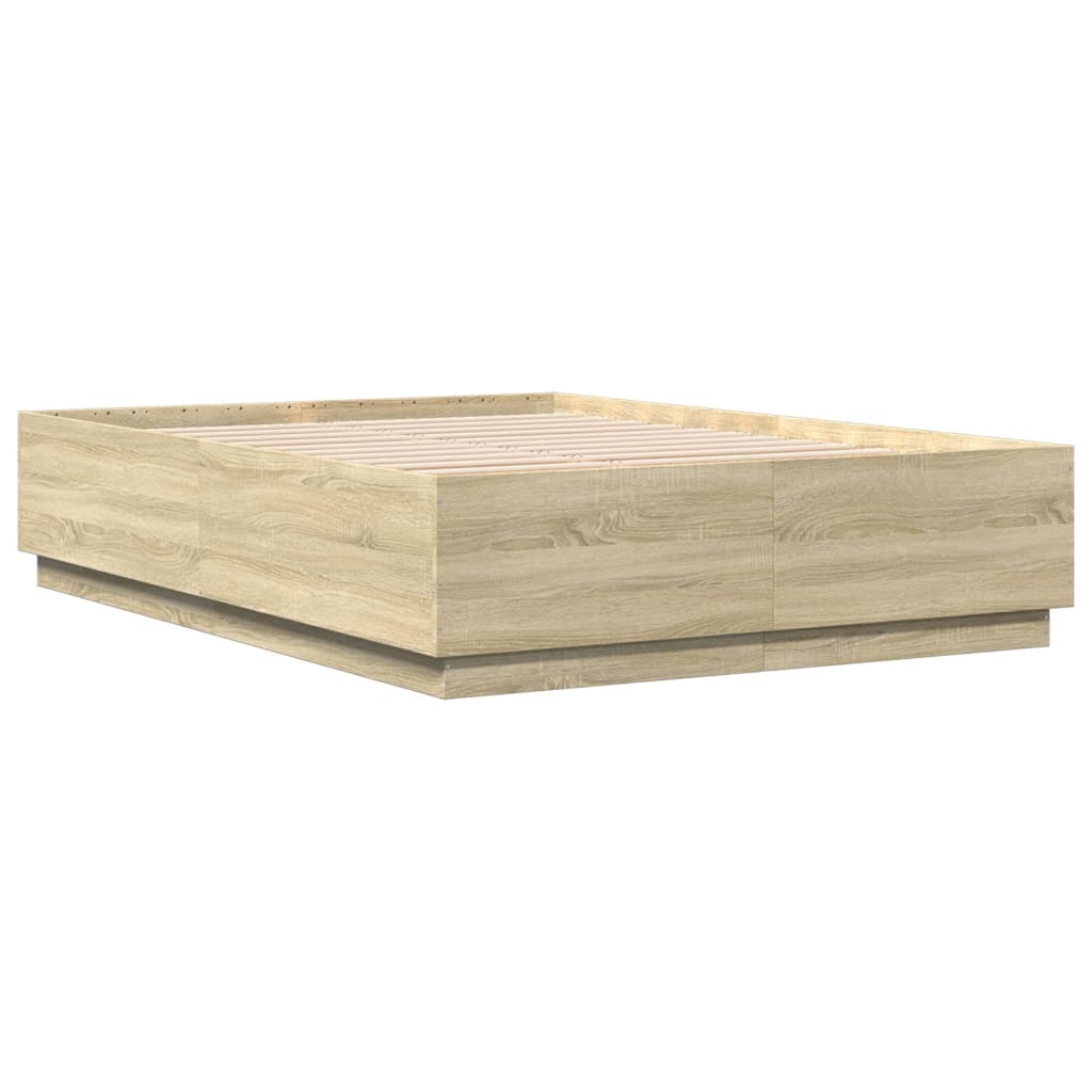 Bed Frame with LED without Mattress Sonoma Oak 150x200 cm King Size