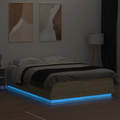 Bed Frame with LED without Mattress Sonoma Oak 150x200 cm King Size