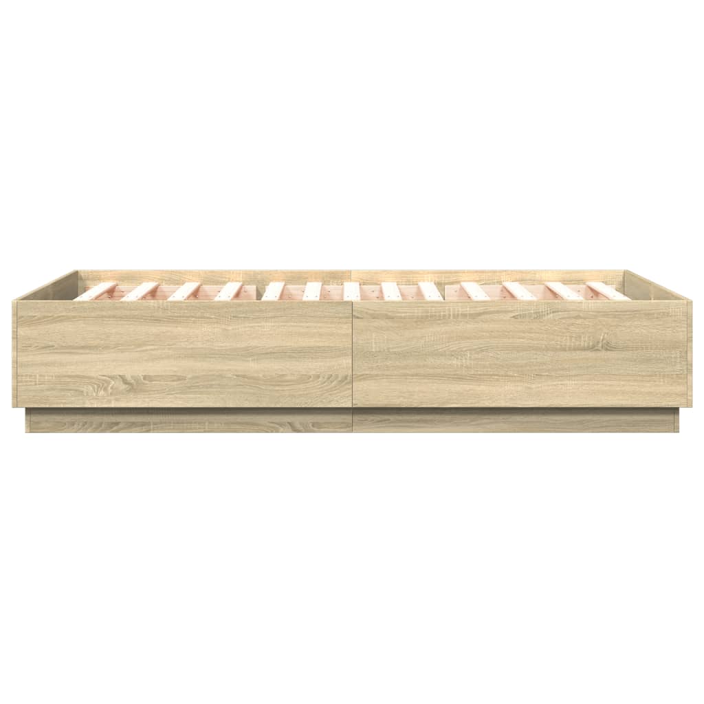 Bed Frame with LED without Mattress Sonoma Oak 140x200 cm