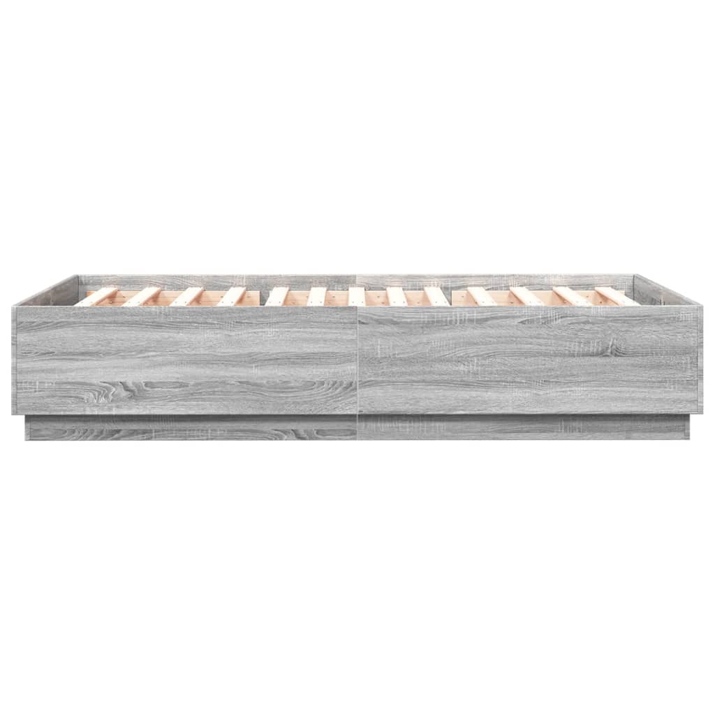 Bed Frame with LED without Mattress Grey Sonoma 140x200 cm