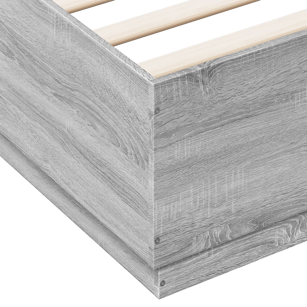 Bed Frame with LED without Mattress Grey Sonoma 140x200 cm