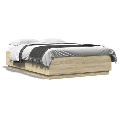 Bed Frame with LED without Mattress Sonoma Oak 120x200 cm