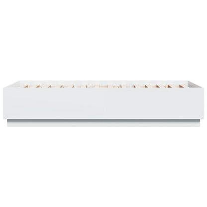 Bed Frame with LED without Mattress White 100x200 cm