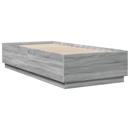Bed Frame with LED without Mattress Grey Sonoma 100x200 cm