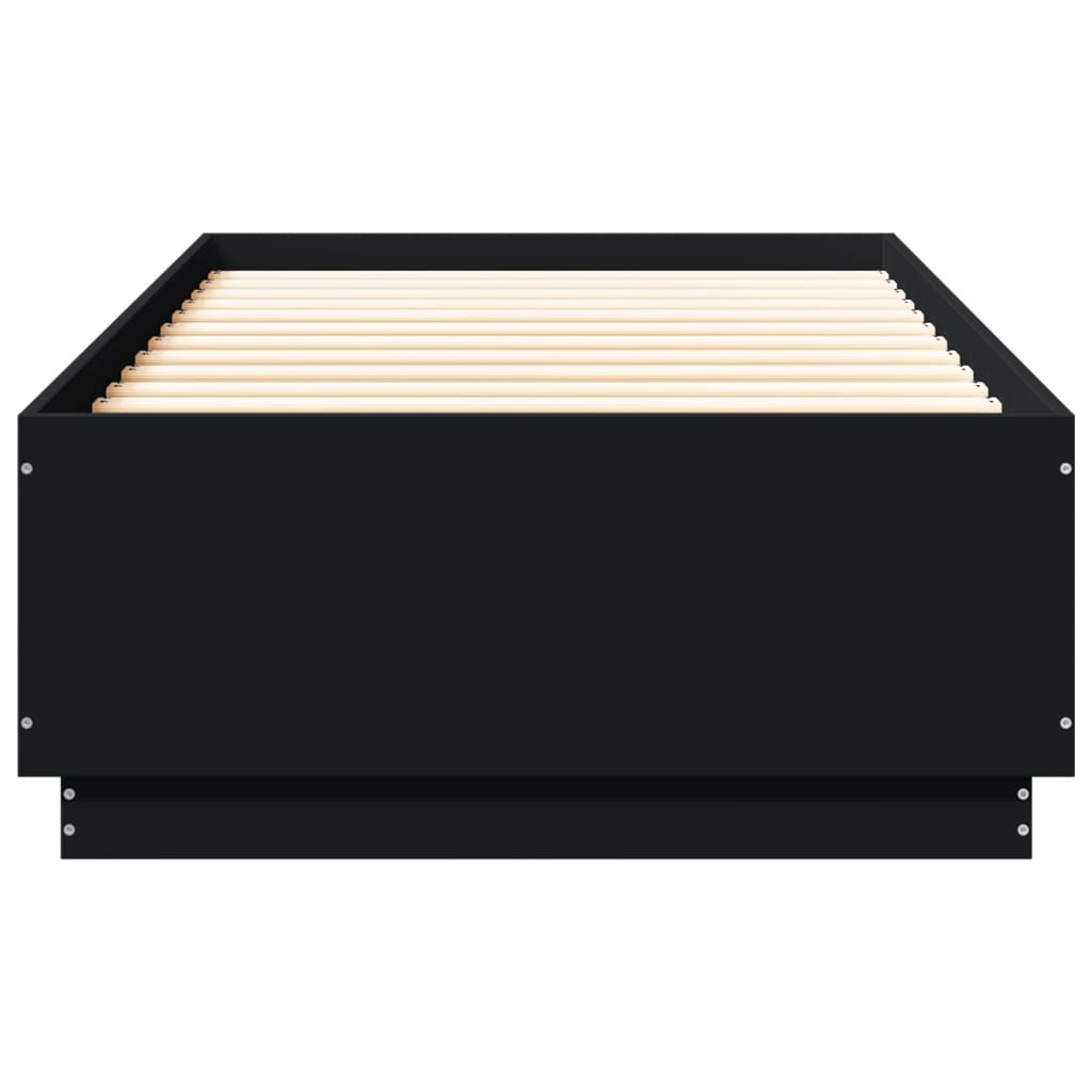 Bed Frame with LED without Mattress Black 90x200 cm